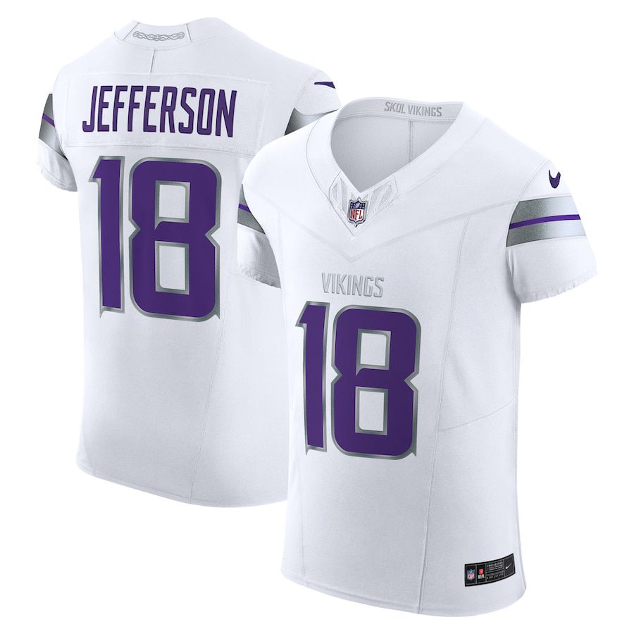 Men Minnesota Vikings 18 Justin Jefferson Nike White Alternate Vapor F.U.S.E. Elite Player NFL Jersey